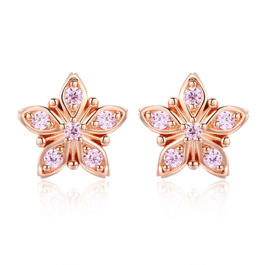 925 Sterling Silver Rose Gold Plated Pavé Setting CZ Earrings