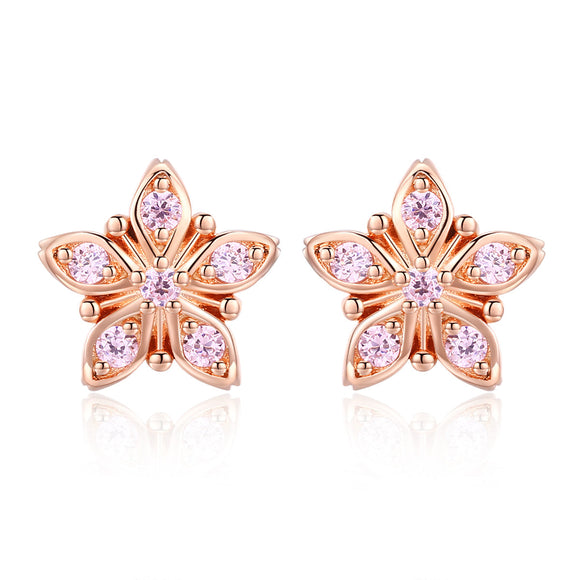 925 Sterling Silver Rose Gold Plated Pavé Setting CZ Earrings