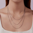 925 Sterling Silver 40cm Necklace with Plated White Gold-4