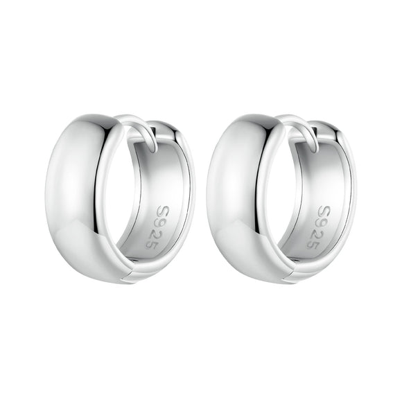 925 Sterling Silver Platinum Plated Earrings 11x5mm for Women