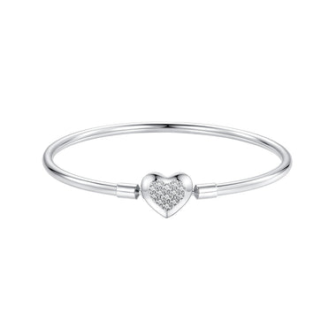 925 Sterling Silver White Gold Plated CZ Bracelet for Women - Size 17.0