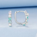 925 Sterling Silver Earrings with Nano Opal, Shell Pearl and Glass, 1.4cm for Women-3
