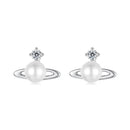 925 Sterling Silver Earrings with White Gold Plating and Shell Pearl-1