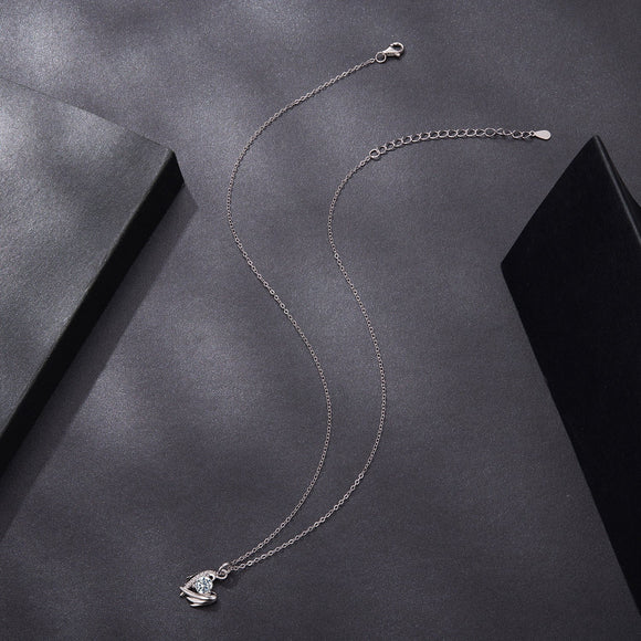 925 Sterling Silver Moissanite White Gold Plated Necklace for Women, Length 40+5cm