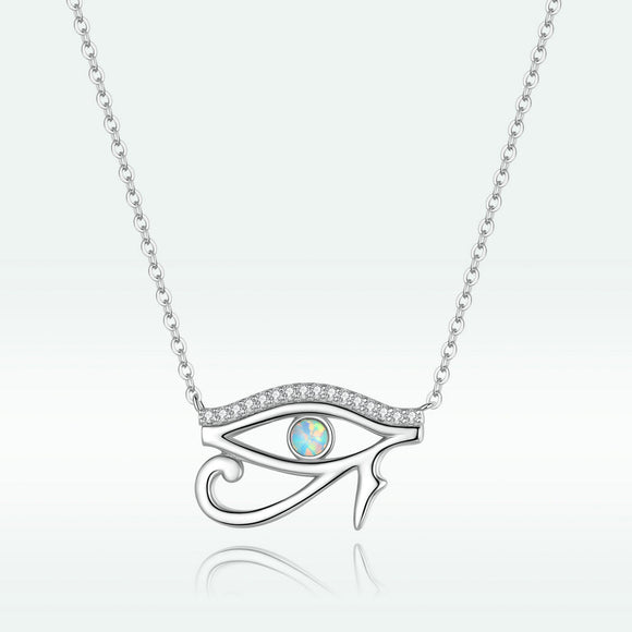 925 Sterling Silver Opal Necklace with CZ and Platinum Plating, Adjustable Length 45cm, Women’s Jewelry