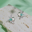 925 Sterling Silver Earrings with CZ and Glass, 12x14mm, for Women-4
