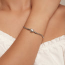 925 Sterling Silver Oxidized Silver Bracelets 17.0 Size with CZ for Women-5