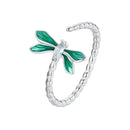 925 Sterling Silver White Gold Plated Opal Enamel Ring-1