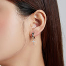 925 Sterling Silver Earrings with Pavé Setting CZ in Oxidized Finish-7
