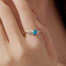925 Sterling Silver Synthetic Turquoise Ring for Women-4