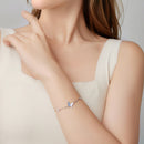 925 Sterling Silver White Gold Plated Bracelet with Enamel and CZ - 15+6cm Length-8