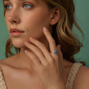 925 Sterling Silver Enamel White Gold Plated Ring with CZ for Women-9