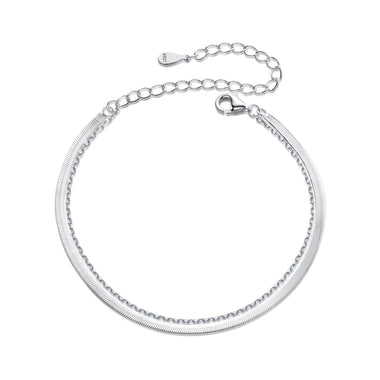 925 Sterling Silver 15+6cm White Gold Plated Bracelet for Women - 0