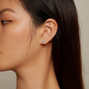 925 Sterling Silver Pavé Setting Moonstone Earrings with CZ and Platinum Plating-6