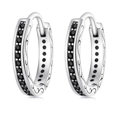 925 Sterling Silver Oxidized Pavé CZ Earrings