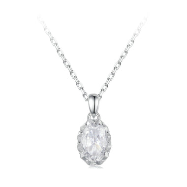 925 Sterling Silver 1 Carat Moissanite Necklace with Pavé Setting, 400 mm Length for Women - 0