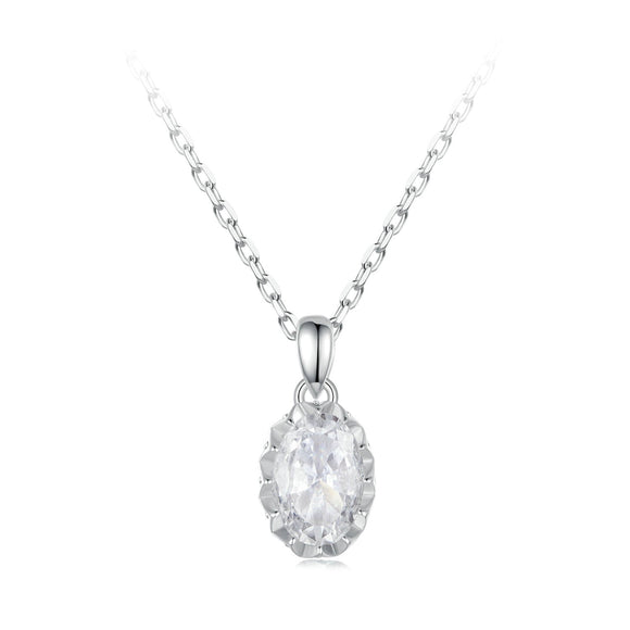 925 Sterling Silver 1 Carat Moissanite Necklace with Pavé Setting, 400 mm Length for Women