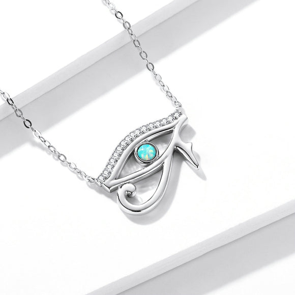 925 Sterling Silver Opal Necklace with CZ and Platinum Plating, Adjustable Length 45cm, Women’s Jewelry