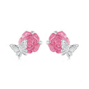 925 Sterling Silver White Gold Plated Resin Earrings 8x10mm for Women-4