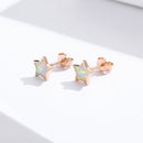 925 Sterling Silver Plated Rose Gold Translucent Opal Earrings 0.7cm for Women-3
