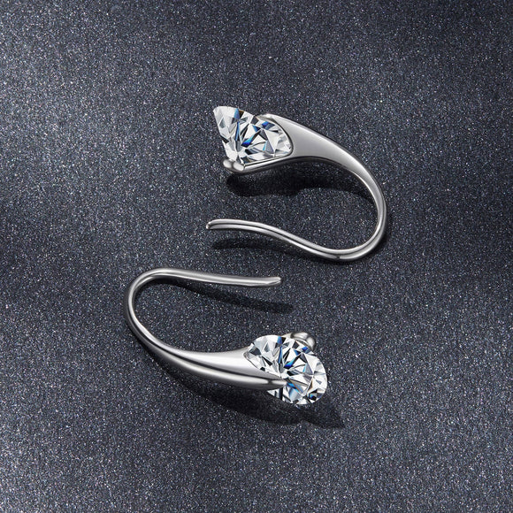 925 Sterling Silver Moissanite 1ct Earrings for Women