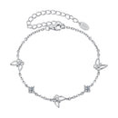 925 Sterling Silver White Gold Plated Bracelet with Moissanite, 15+6cm, for Women-1