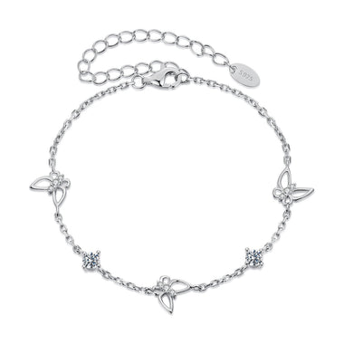 925 Sterling Silver White Gold Plated Bracelet with Moissanite, 15+6cm, for Women