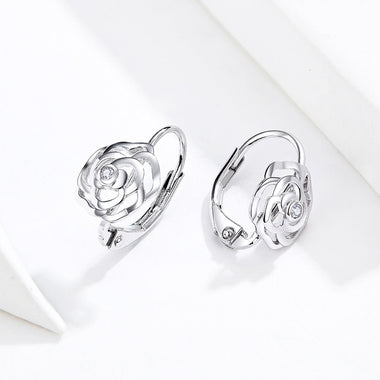 925 Sterling Silver Earrings with Pavé Setting CZ - 1.4x0.9 cm for Women - 0