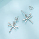 925 Sterling Silver Earrings with Pavé Setting CZ and Transparent Glass-4