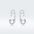 925 Sterling Silver Earrings for Women - 1.7x0.6cm, Platinum Plated with Pavé Setting CZ-1
