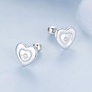 925 Sterling Silver White Gold Plated CZ Earrings-4