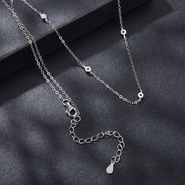 925 Sterling Silver White Gold Plated Adjustable Moissanite Necklace for Women
