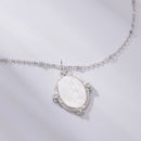 925 Sterling Silver Necklace with White Gold Plating, 40+5cm Length, CZ & Mother of Pearl Pendant for Women-3