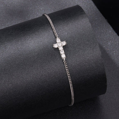 925 Sterling Silver Moissanite Bracelet 15+6cm, Plated White Gold, for Women - 0