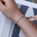 925 Sterling Silver Pavé Setting Bracelet with CZ for Women - Adjustable 18+5cm-6