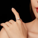 925 Sterling Silver Pavé Moissanite Ring with CZ - Size 6-6