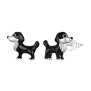 925 Sterling Silver Enamel Oxidized Silver Earrings 0.9*1.0cm for Women-1