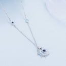 925 Sterling Silver Necklace with Pavé Setting CZ and Spinel Pendant-3
