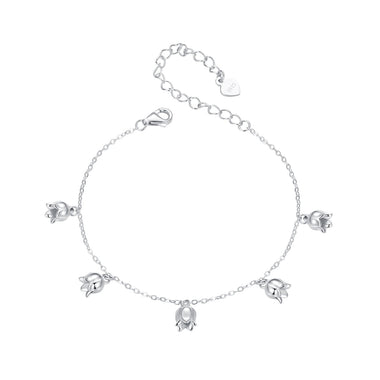 925 Sterling Silver Plated White Gold 12x41mm Pendant Bracelet