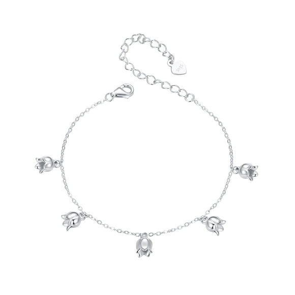 925 Sterling Silver Plated White Gold 12x41mm Pendant Bracelet