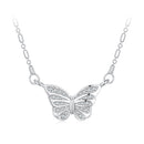 925 Sterling Silver Necklace with Pavé Setting CZ, Length 390+60mm, Pendant Size 8x15mm, for Women-3