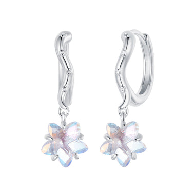 925 Sterling Silver Earrings with Transparent Glass and White Gold Plating for Women - 0