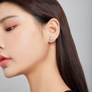 925 Sterling Silver Earrings for Women - Pavé Setting CZ with Enamel Process - 1cm-7