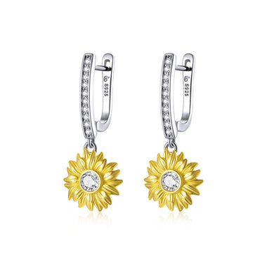 S925 Sterling Silver Plated Gold Pavé Setting CZ Earrings