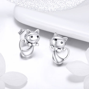 925 Sterling Silver Earrings with Pavé Setting in Oxidized Finish - 0