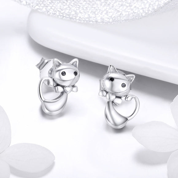 925 Sterling Silver Earrings with Pavé Setting in Oxidized Finish