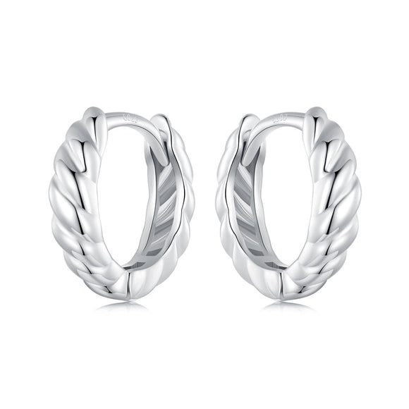 925 Sterling Silver Plated White Gold Earrings for Women - Size 11*3mm