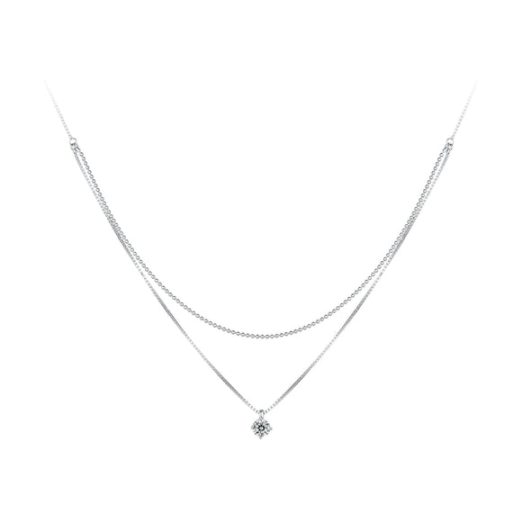 925 Sterling Silver Necklace with 8x6mm Pavé Setting CZ Pendant for Women