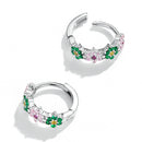 925 Sterling Silver Earrings with CZ in Pavé Setting - 1.3x0.4cm for Women-5