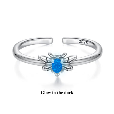 925 Sterling Silver Pendant with Luminous Stone - Oxidized Silver, For Rings